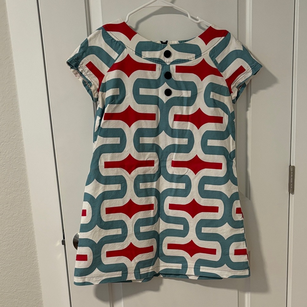 Boutique Mini Dress with Red and Blue Pattern